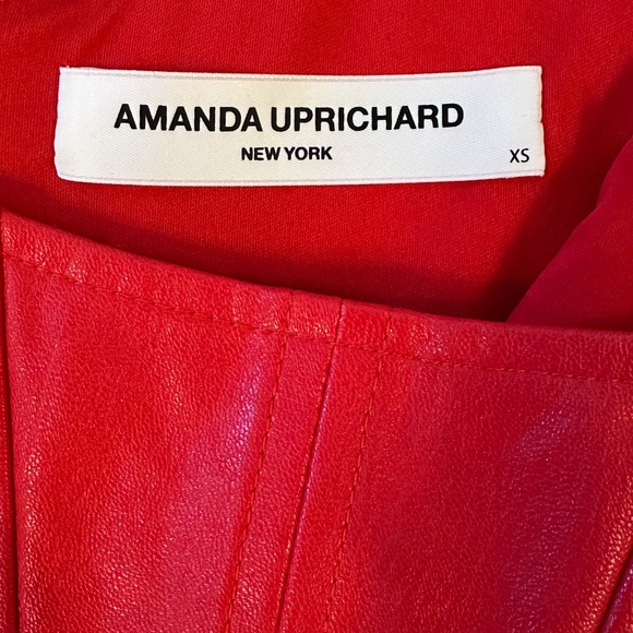 NEW AMANDA UPRICHARD Red Leather Cropped Corset Top SIZE XS - Picture 2 of 3